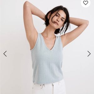 NWT Madewell Jacquard Peekaboo-Back Crop Tank Faded Shale, Size M